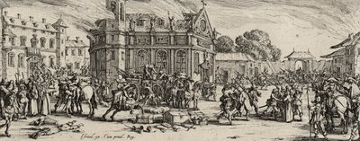 Bir Manastırın Yıkımı, 1633 (döşemiş kağıda gravür) by Jacques Callot