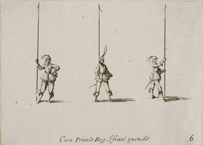 Yükseltilmiş Pike ile Tatbikat, Askeri Tatbikatlardan altıncı plaka by Jacques Callot