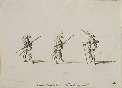 Tüfek ile tatbikat, Askeri Tatbikatlardan dördüncü plaka by Jacques Callot