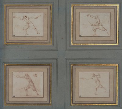 Bir eskrimcinin dört çalışması, 1766-69 by Jacques Callot