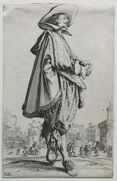 Beyefendi Elleri Sıkışmış Profilde Duruyor. by Jacques Callot
