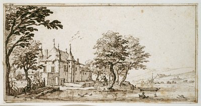 La Vieille Malgrange (kağıt üzerine kalem ve kahverengi mürekkep) by Jacques Callot