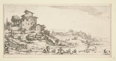 La chasse au cerf (Manor yakınlarındaki Geyik Avı), Giovanni de Medici için Manzaralardan by Jacques Callot