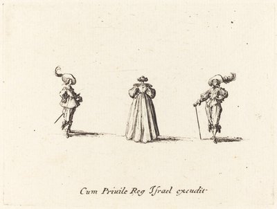 Arkadan Görülen Hanım ve İki Beyler by Jacques Callot