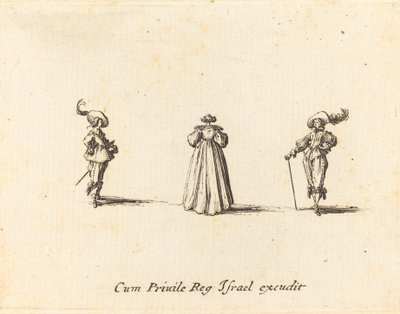 Arkadan Görülen Hanım ve İki Beyefendi, muhtemelen 1634. by Jacques Callot
