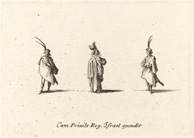 Uzun Pelerinli Bayan ve İki Beyefendi by Jacques Callot