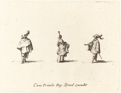 Elbiseli Bayan Toplandı ve İki Beyefendi by Jacques Callot