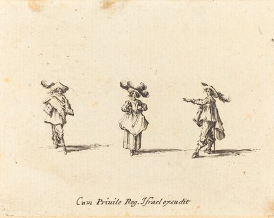 Büyük Tüylü Bayan ve İki Beyefendi by Jacques Callot