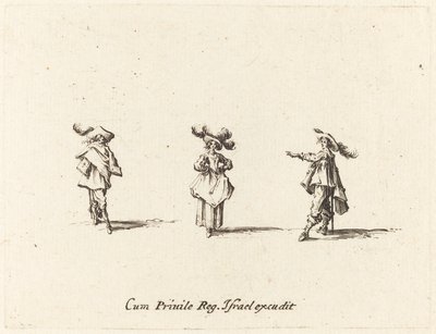 Büyük Tüylü Bayan ve İki Beyefendi by Jacques Callot