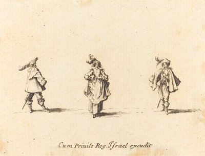 Tüylü Bayan ve İki Beyefendi by Jacques Callot