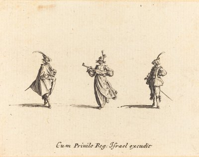 Yaylı çalgılı hanımefendi ve iki beyefendi by Jacques Callot