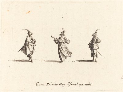 Yaylı çalgılı hanımefendi ve iki beyefendi by Jacques Callot