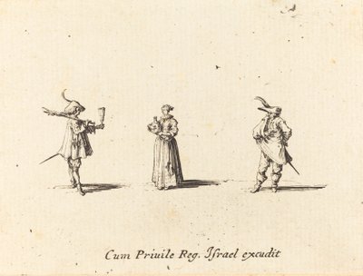 Şarap Şişeli Kadın ve İki Beyefendi by Jacques Callot