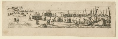 La Rochelle kuşatmasında birliklerin inişi, 1630 by Jacques Callot