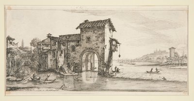 Giovanni de Medici için Manzaralardan Le moulin a eau (Sudaki Değirmen), by Jacques Callot