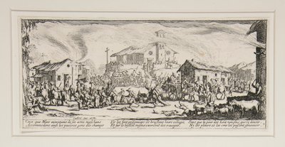 Savaşın büyük sefaletleri: No. 7 - Yağmalama ve yakma by Jacques Callot