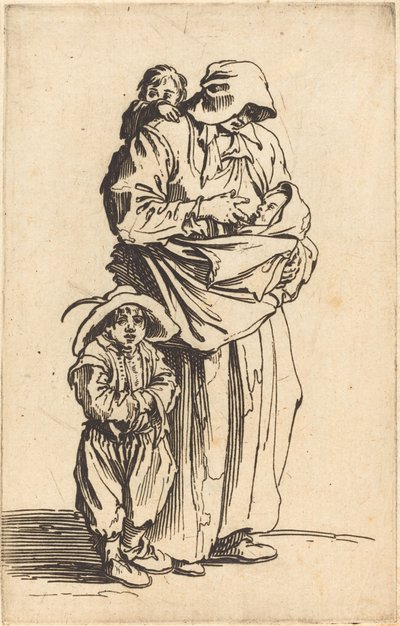 Anne ve Üç Çocuk, c. 1622. by Jacques Callot