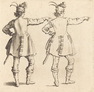 Arkadan Görülen, Şapkalı Tüylü Memur by Jacques Callot