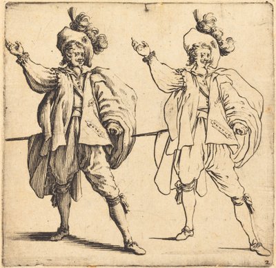 Büyük Tüylü Memur, Önden Görünüm, 1617 ve 1621. by Jacques Callot