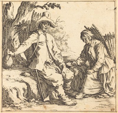 Dinlenmede Köylü Çifti, c. 1621. by Jacques Callot