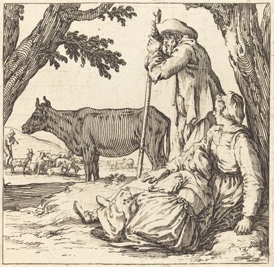 inek ile köylü çift by Jacques Callot