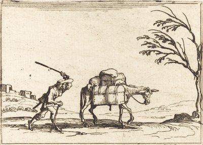Eşeğini Kırbaçlayan Köylü by Jacques Callot