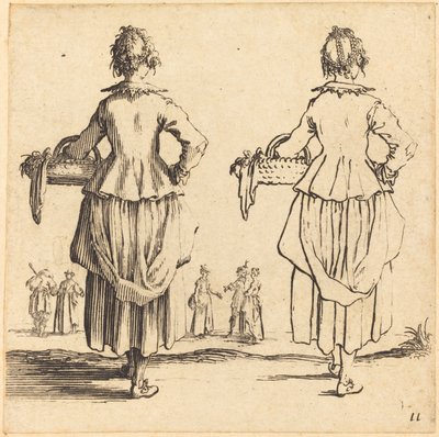 Sepetli Köylü Kadın, Arkadan Göründü by Jacques Callot