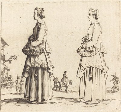 Sepetli Köylü Kadın, Profilde, Sola Bakıyor, 1617 ve 1621. by Jacques Callot