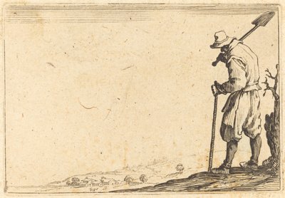 Omzunda Kürekle Köylü by Jacques Callot