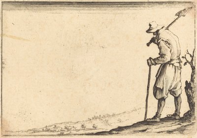 Omzunda Kürekle Köylü by Jacques Callot