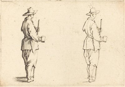 Bir Kupa ile Köylü by Jacques Callot