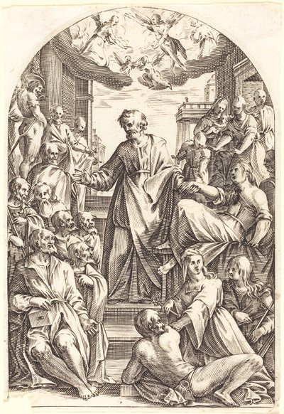 Peter Raising Tabitha, 16081611. by Jacques Callot