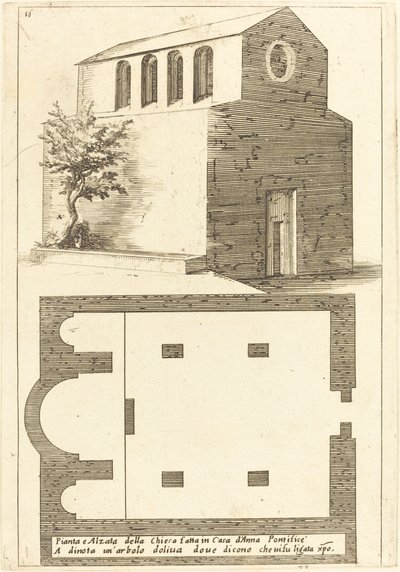 Annas Evi yakınlarındaki Kilisenin Planı ve Yüksekliği by Jacques Callot