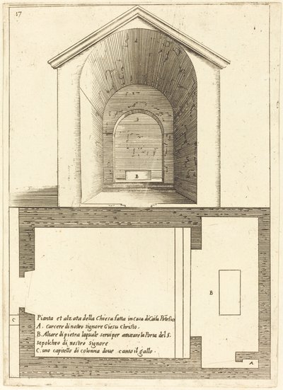 Caiaphas Evi yakınlarındaki Kilisenin Planı ve Yüksekliği by Jacques Callot