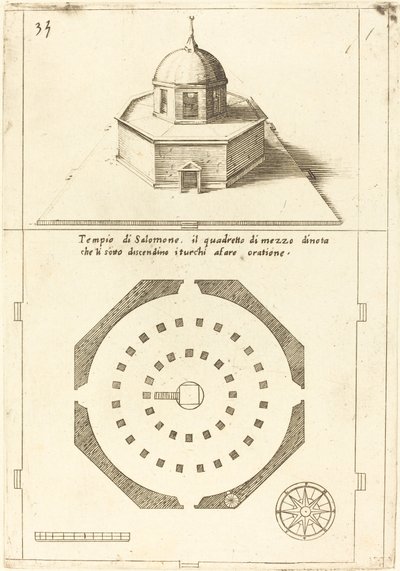 Süleyman Mabedi Planı ve Render by Jacques Callot