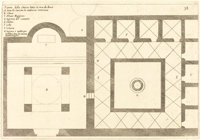 Annas Evi yakınlarındaki kilisenin planı, 1619. by Jacques Callot