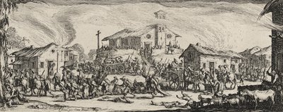 Bir Köyü Yağmalamak ve Yakmak, 1633 (kağıt üzerine gravür) by Jacques Callot