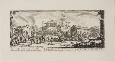 Bir Köyü Yağmalamak ve Yakmak, Savaşın Sefaletleri'nden yedinci plaka by Jacques Callot