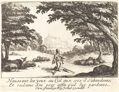 İlahi Yardım için dua etmek by Jacques Callot