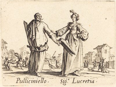 Pulliciniello ve Siga. Lucretia by Jacques Callot