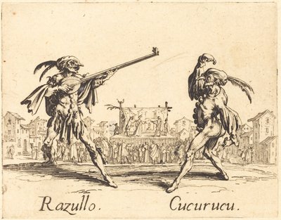 Razullo ve Cucurucu, yaklaşık 1622. by Jacques Callot