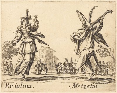 Riciulina ve Metzetin, c. 1622. by Jacques Callot