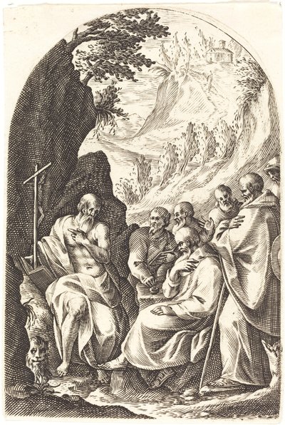 Aziz Jerome Çölde Öğrencilerine Eğitim Veriyor by Jacques Callot