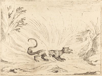 Alevlerle çevrili semender by Jacques Callot