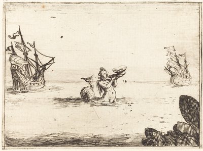 İki Gemi Arasında Siren, 1628. by Jacques Callot