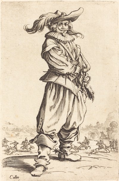 Tüylü Şapkalı Asker by Jacques Callot