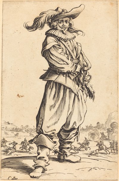 Tüylü Şapkalı Asker by Jacques Callot