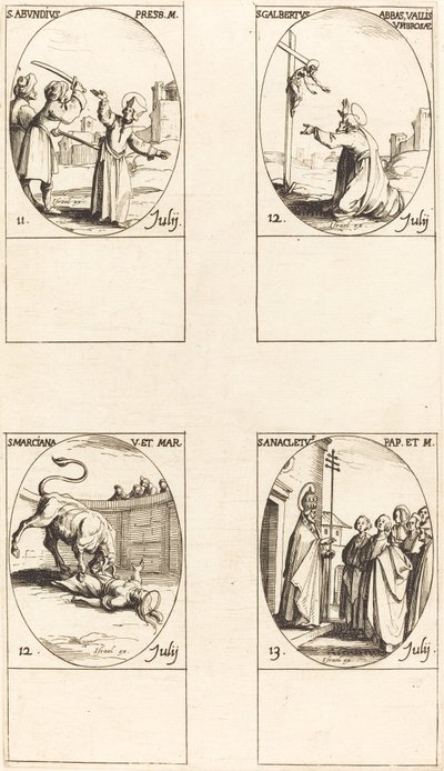 St. daha bol St. Galbert St. Marciana; St. Anacletus by Jacques Callot