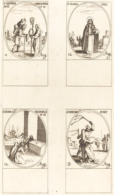 Aziz Alexander Carbonarius; Aziz Clare; Aziz Digna ve Yoldaşları; Aziz Concordia by Jacques Callot