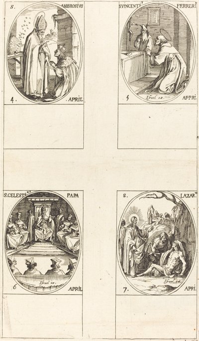 Aziz Ambrose; Aziz Vincent Ferrer; Aziz Celestin; Aziz Lazarus by Jacques Callot